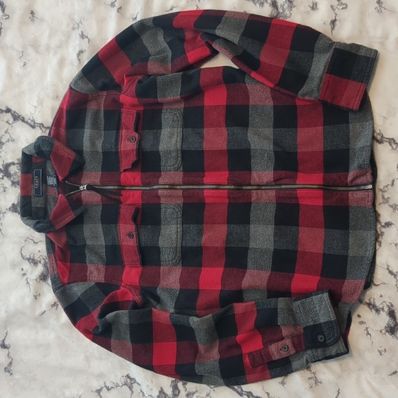 Chaps Women's zip up plaid flannel shirt - Picture 1 of 5